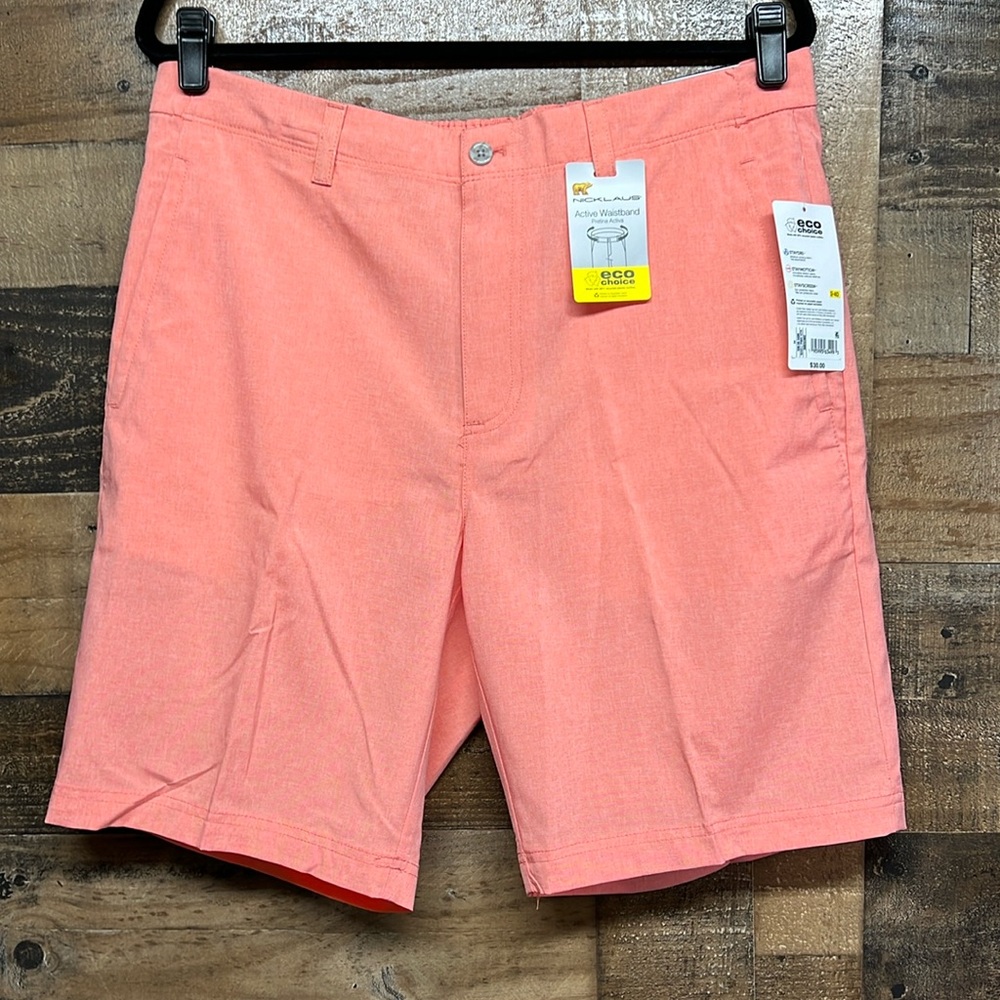 NWT Jack Nicklaus Golden Bear Eco Choice Golf Shorts Shell Pink UPF Mens Size 34